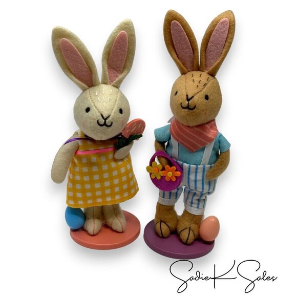 Target Spritz Easter 2024 Fabric Bunny Set Boy & Girl Figure with Mushroom & Flo - Picture 9 of 9